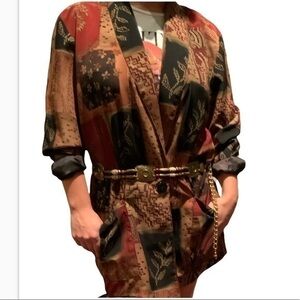 Vintage Kensington Square Fall/Autumn Colors Mixed Media Blazer Size Medium